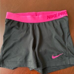 Nike Women's Black and Pink Pro Shorts